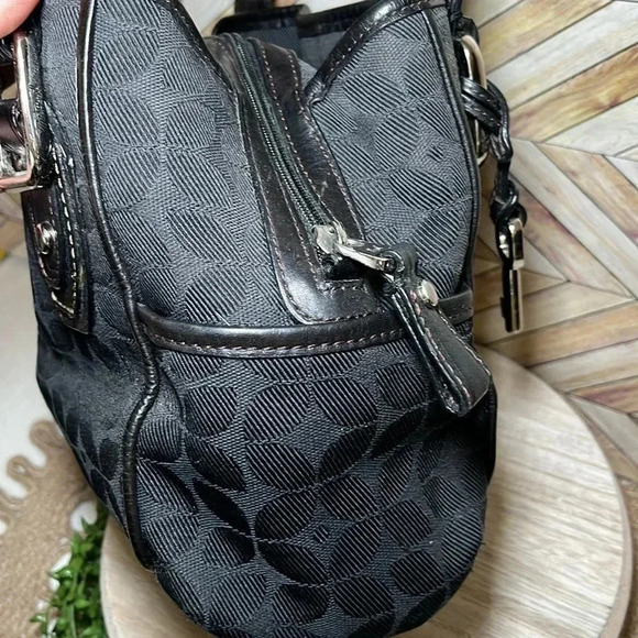 Vintage Fossil Canvas Handbag Black 90's Y2K Classic Timeless Solid Minimalist - Picture 4 of 13